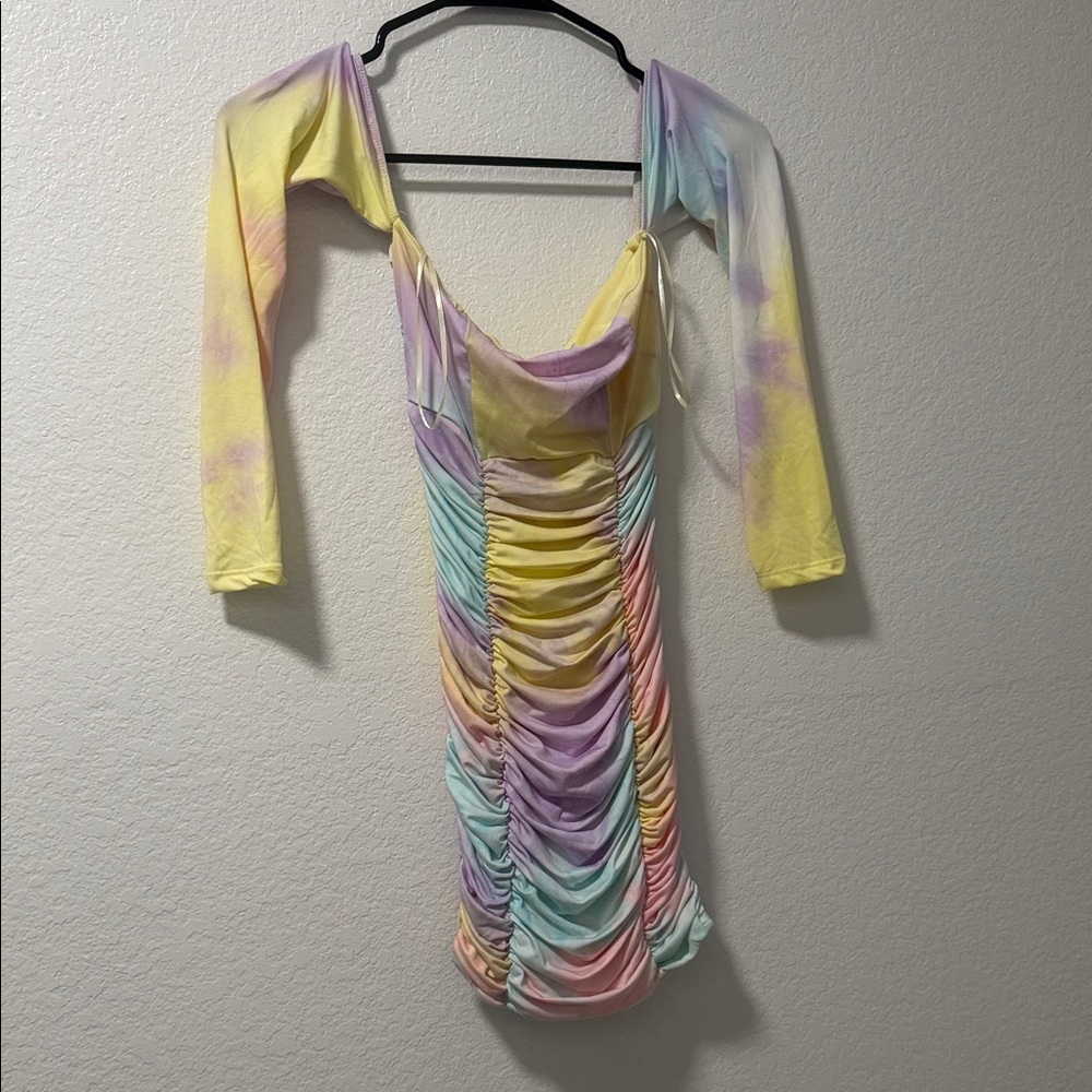 Fashion Nova Pastel Long Sleeve Dress